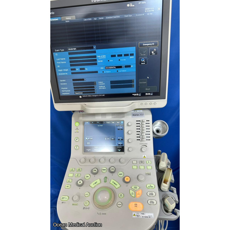 Toshiba Xario 200 with convex, linear and cardiac probe
