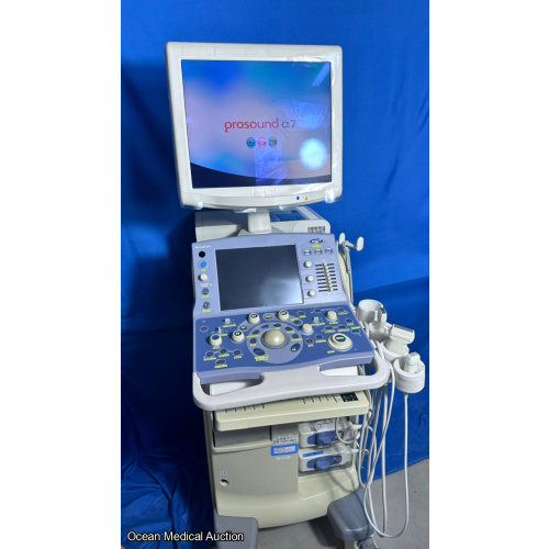 Hitachi Aloka alpha 7 ultrasound with convex,linear and cardiac probe
