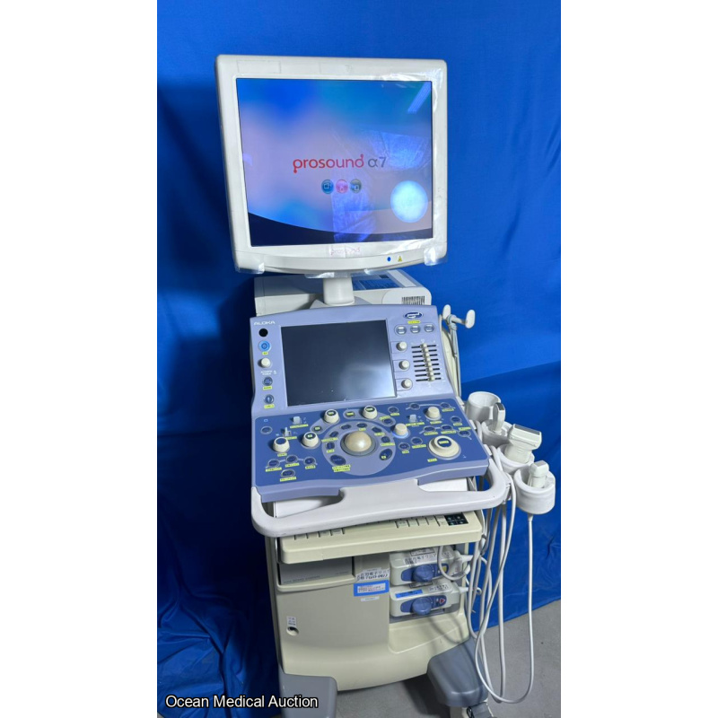 Hitachi Aloka alpha 7 ultrasound with convex,linear and cardiac probe
